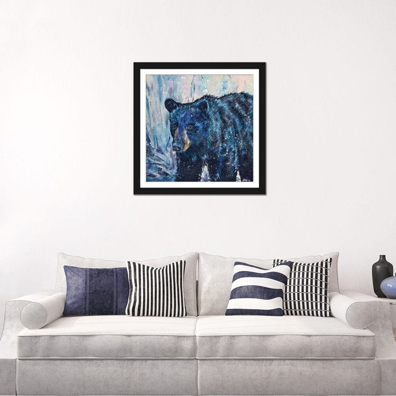 « icy bear », reproduction sur toile, H 24 po x l 24 po x P 1 po, Papier avec cadre noir, Blanc
