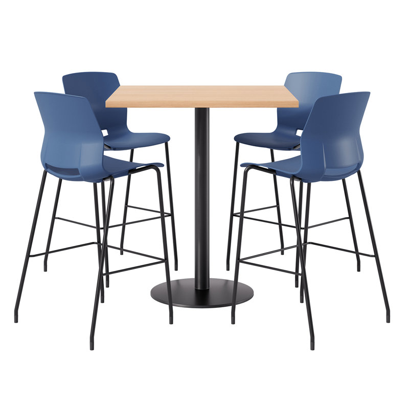 Ensemble repas pour 4 personnes à hauteur de bar, Érable, Bleu marine / Noir, H 29 po x L 36 po x l 36 po