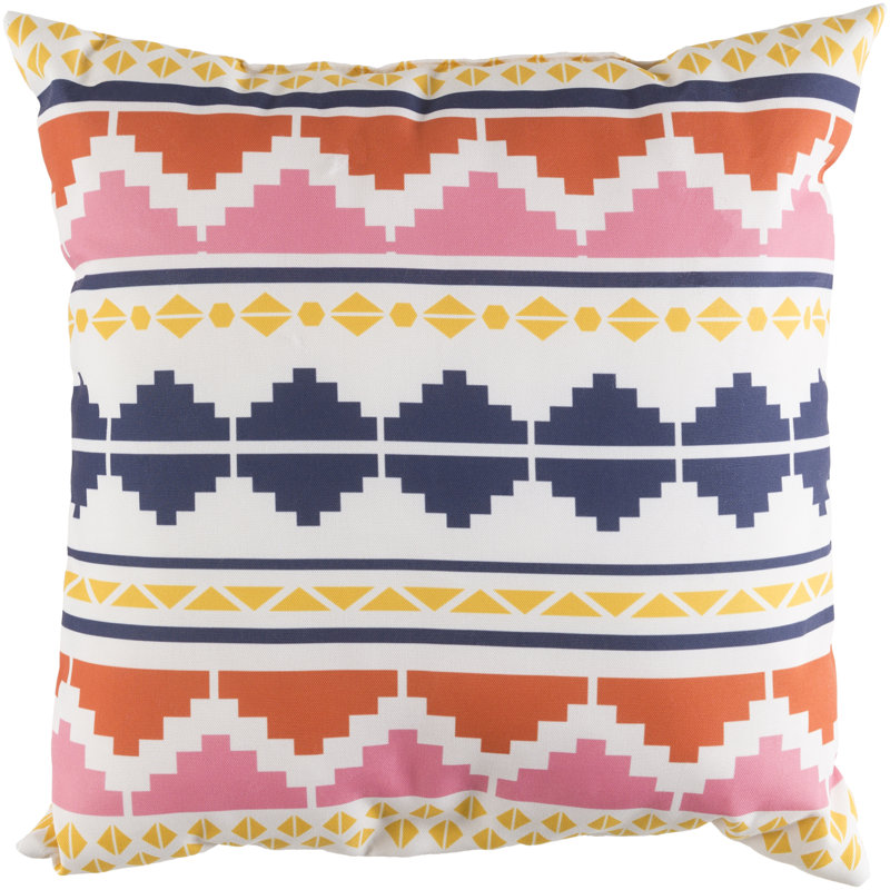 Littles Outdoor Square Striped Pillow Cover, 22" H x 22" W, Bright Pink