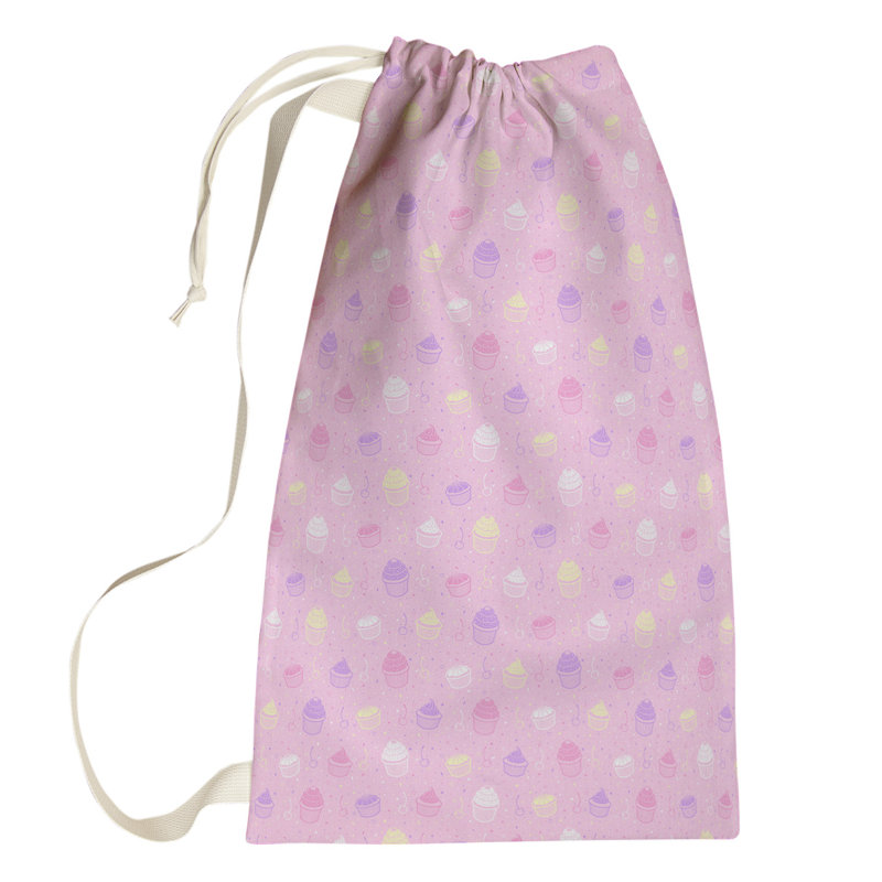 Leffel Fabric Laundry Bag with Handles, Small ( 64" H x 20" W x 1.5" D), Pink/White