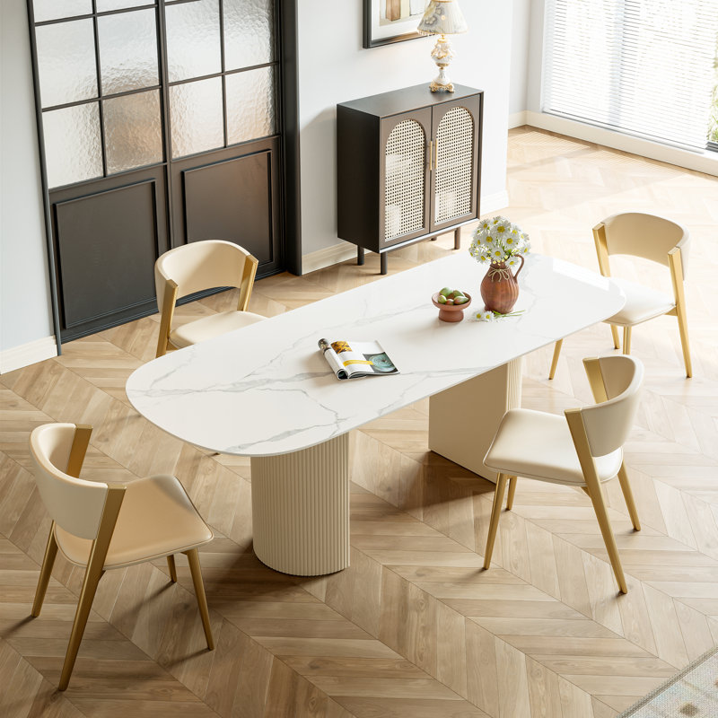 Gwanwyn Oval Dining Room Table Dinning Table Modern Dining Table,Furniture Dining Tables suitable for families/restaurants Practical and aesthetically pleasing