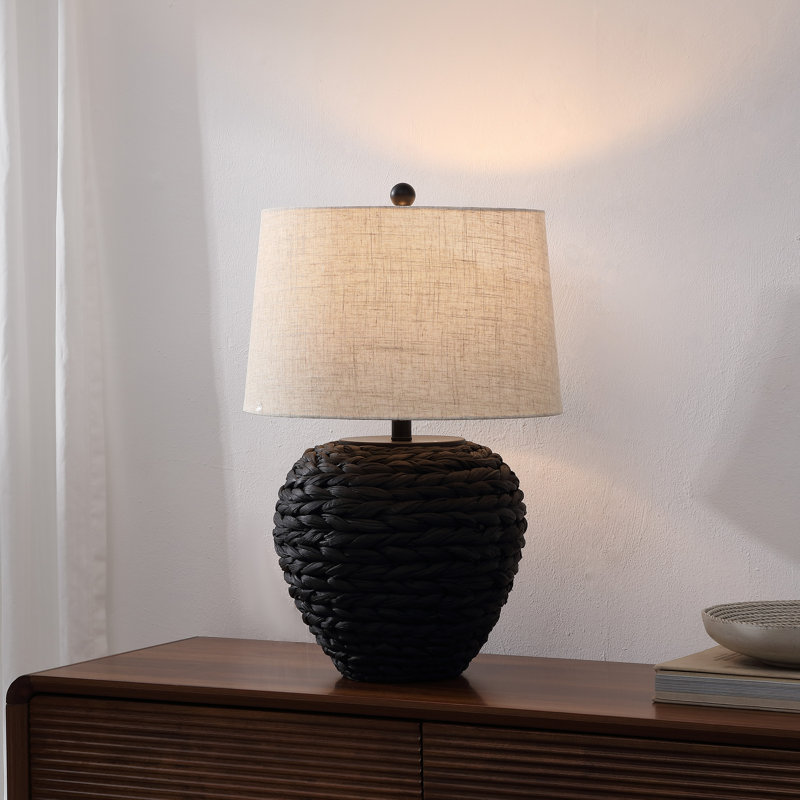 Fortune 25" Table Lamp, Beige, Black