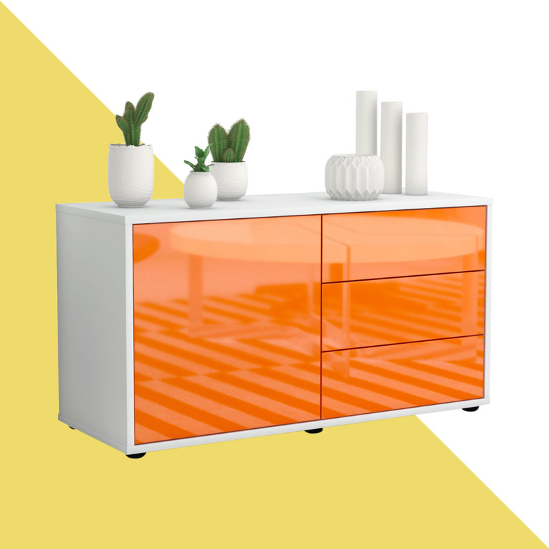 Penny TV Stand for TVs up to 40", High-gloss Orange / Matte White