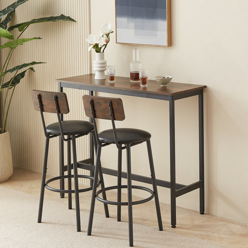 Ensemble de table de bar avec deux tabourets de bar confortables avec sièges et dossiers moelleux, idéal pour divers espaces intérieurs