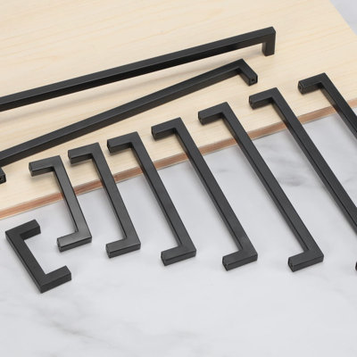 Poignées de meuble carrées noires, entraxe de 160 mm (6,3 pouces), ensemble de 5 poignées de tiroir en acier inoxydable