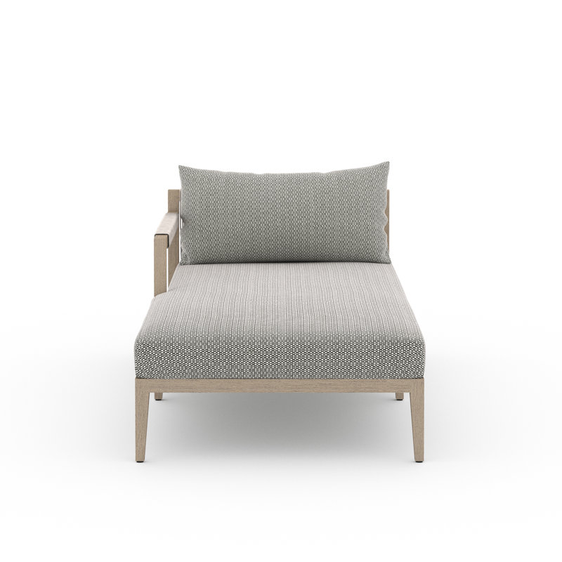 Sherwood Outdoor Teak Chaise Lounge, Ash, Weathered Gray/Dark Gray