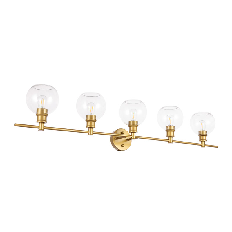 Éclairage pour meuble-lavabo en verre Drinkard, Transparent, Doré, 5 Lights
