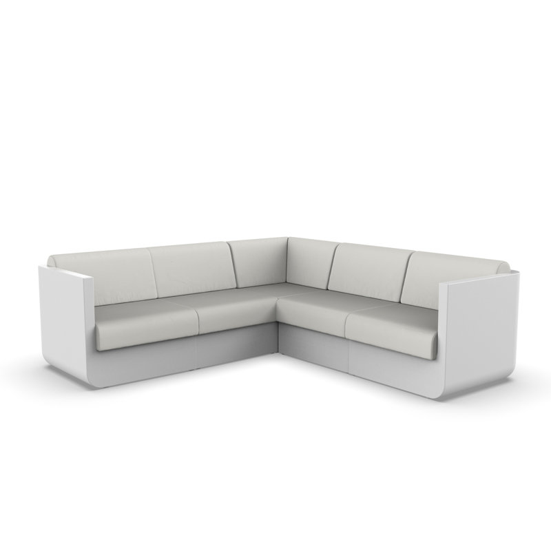 Ulm 94" Wide Outdoor Reversible Patio Sectional with Cushions, Nautical Taupe, Black