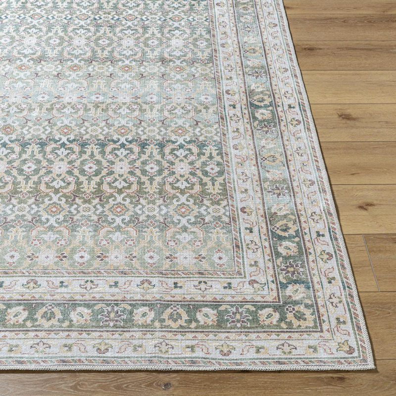 Our PNW Home x Livabliss Machine Washable Oriental Boho Olive Area Rug, Runner 2'7" x 10'