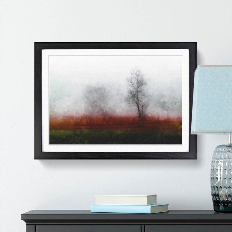 Tree Fog in Switzerland - Picture Frame Graphic Art Print, 45cm H x 63cm W x 2cm D, Black Framed