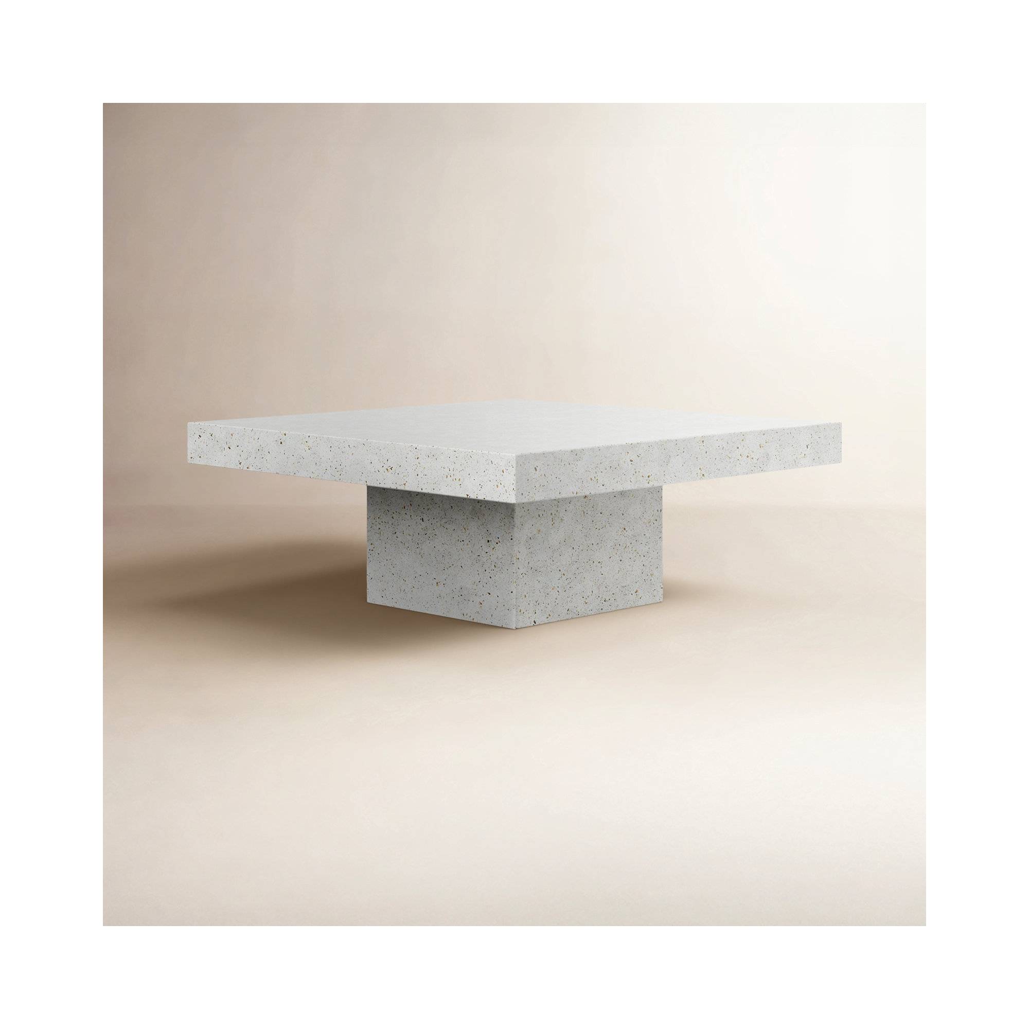 Kareen Concrete Pedestal Coffee Table, Ivory Terrazzo