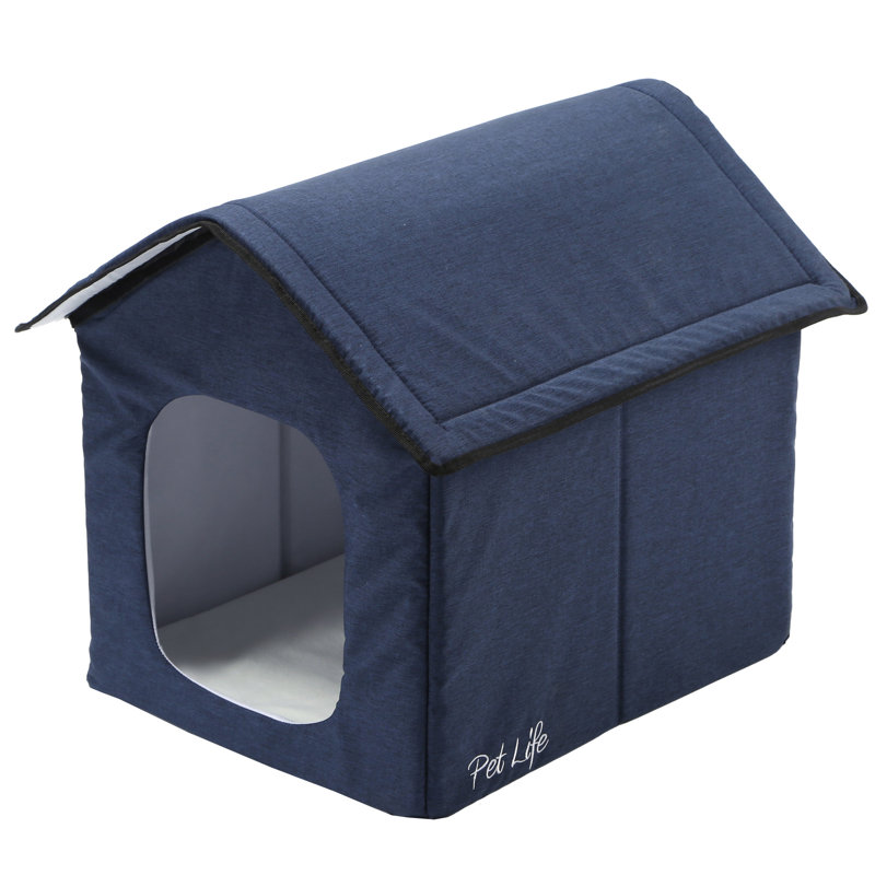Polyester Dog House, 16.5" H x 16.5" W x 19" D, Navy