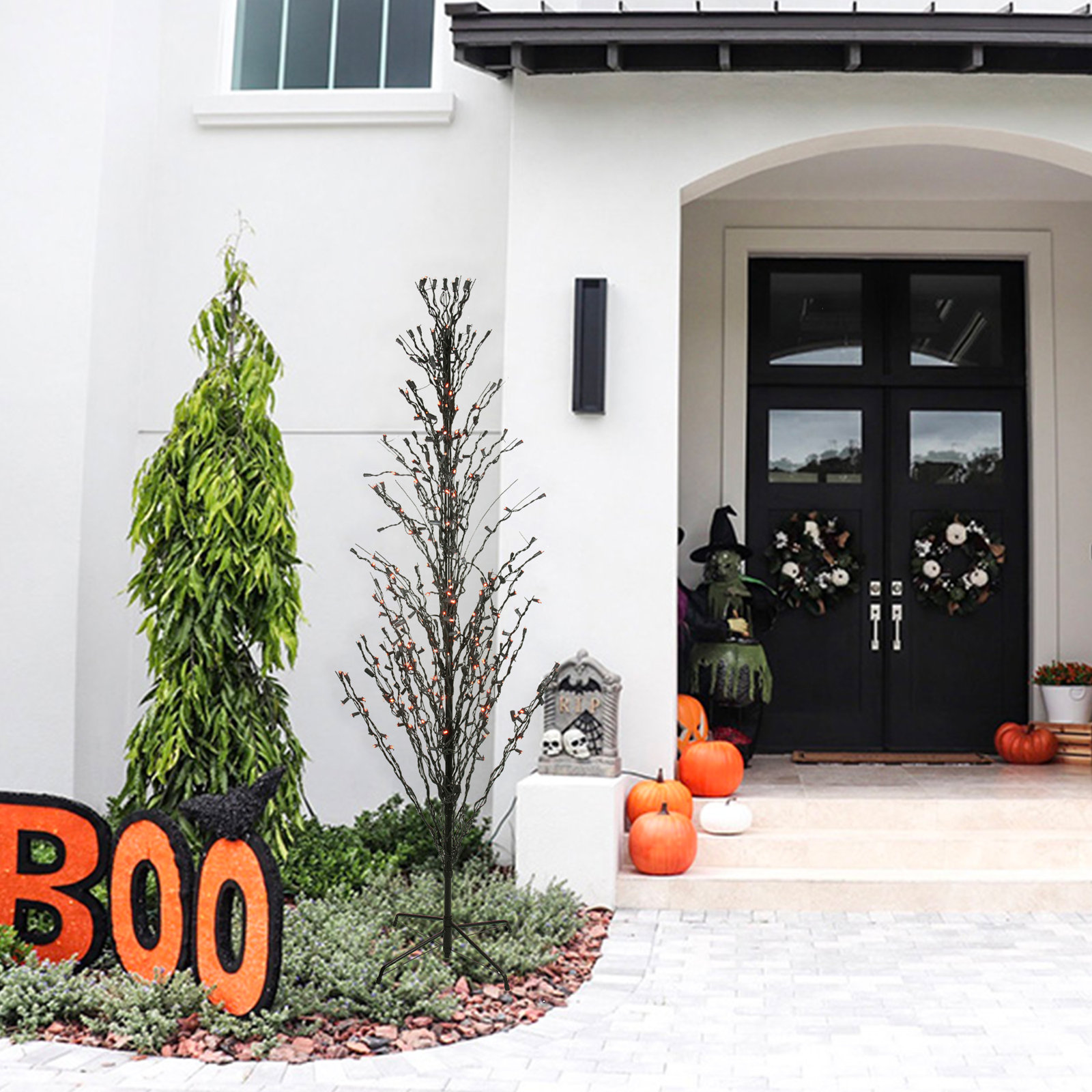 Lighted Halloween Twig Tree, 72 in x 44 in