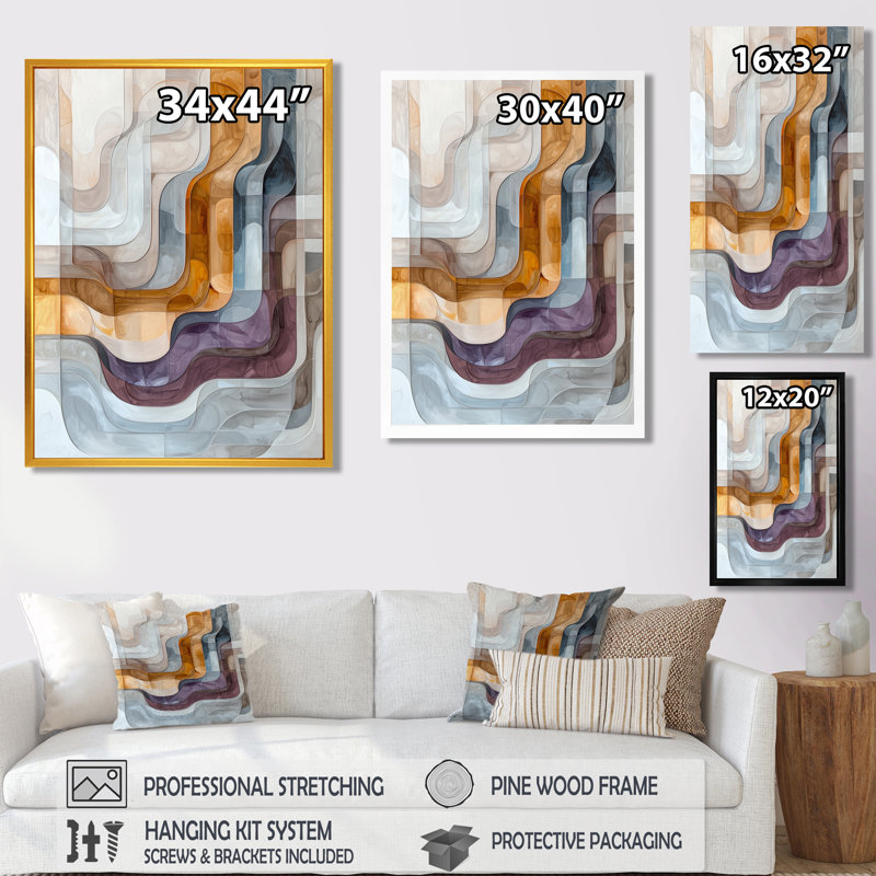 Nyimah - Abstract Wall Art Prints, 40" H x 30" W, Single Picture Framed Print, Gold
