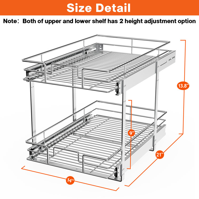 ROOMTEC Pull Out Spice Rack Organizer for Cabinet (6 WX 11 D), Kitchen  Cabinet Organizer and Storage 2-Tier Sliding Spice Organizer Shelf Silver