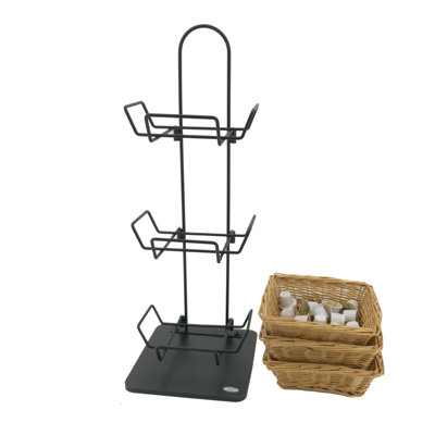 Mini 3 Tier Wicker Basket Organizer Stand for Tabletop Display, 8.3 X 8.3X 22.5"