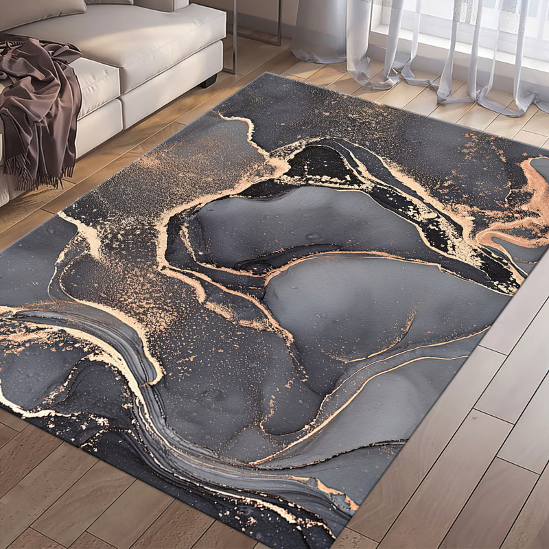 Chic Contemporary Floral Print Non Woven Thin Type Rug Perfect for Adding Sophisticated Style to Any Room in Your Home