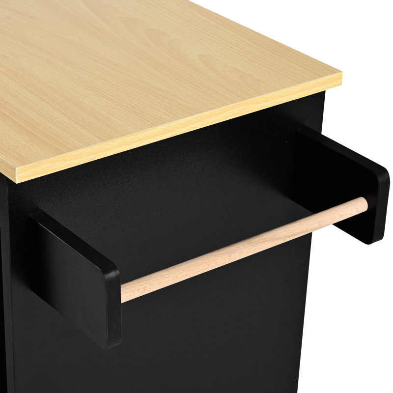 Rahi 105 cm W Kitchen Cart with, Black