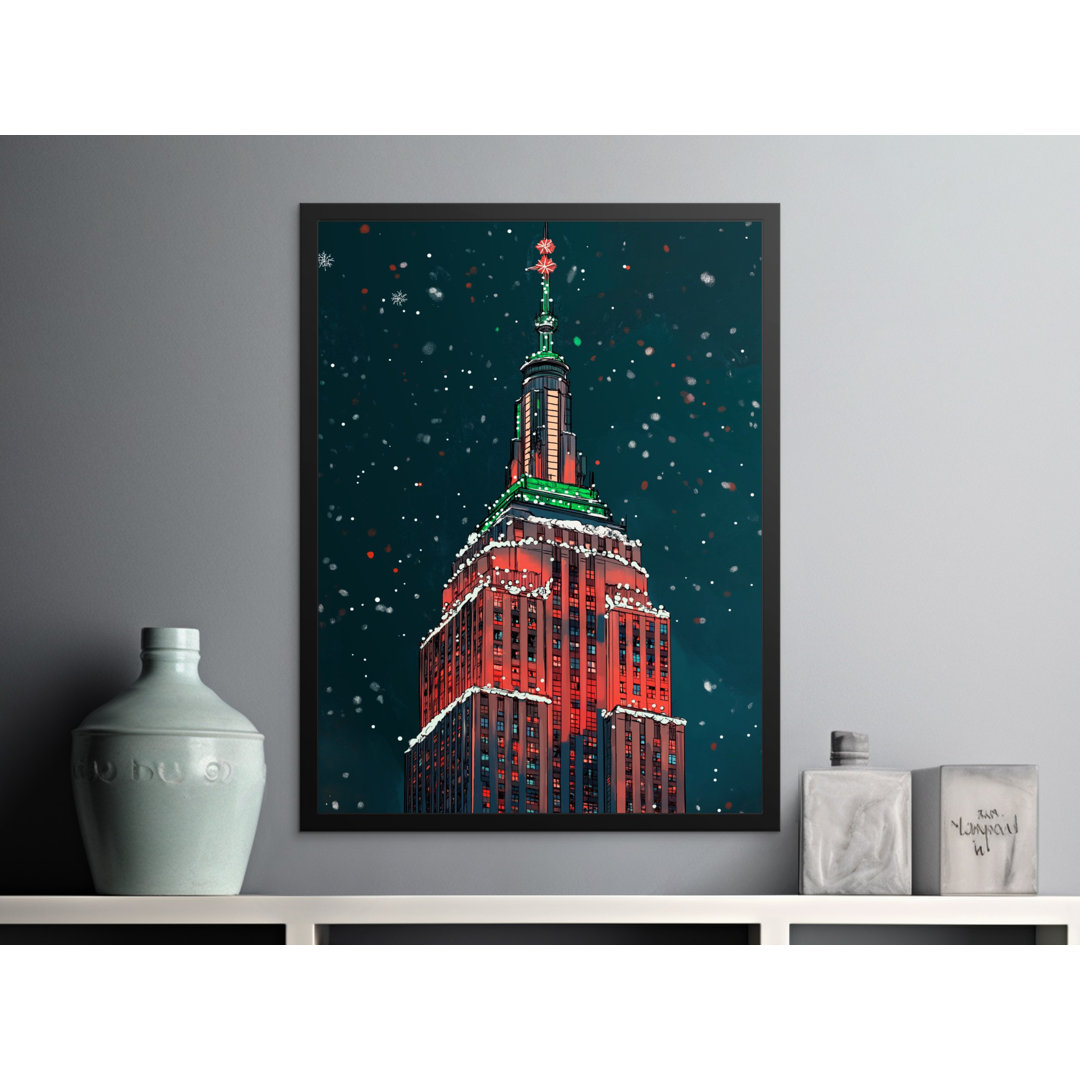New York Christmas Black Framed Poster
