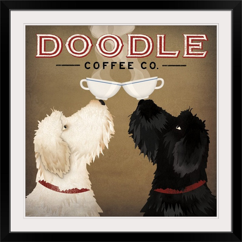 «Doodle Coffee Double IV» par Ryan Fowler - impression d'art graphique, Cadre noir, H 20" x l 20" x P 1"