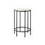 Table de chevet moderne: stratifié rond en chêne lavable et métal noir pour une chambre à coucher contemporaine