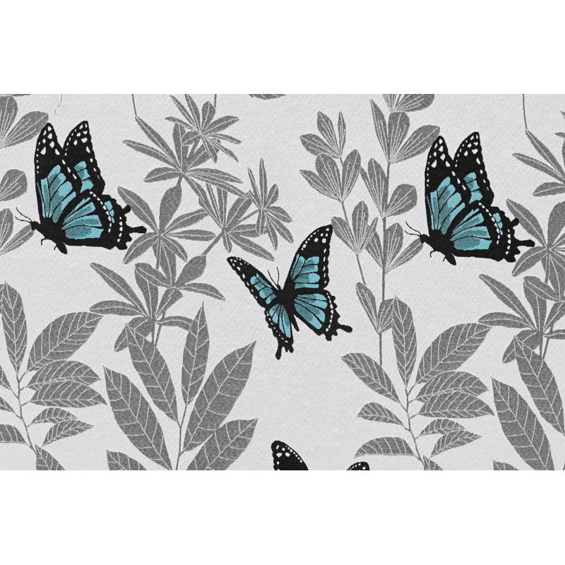 Room Darkening Eyelet Curtain Panel, White/Grey/Blue