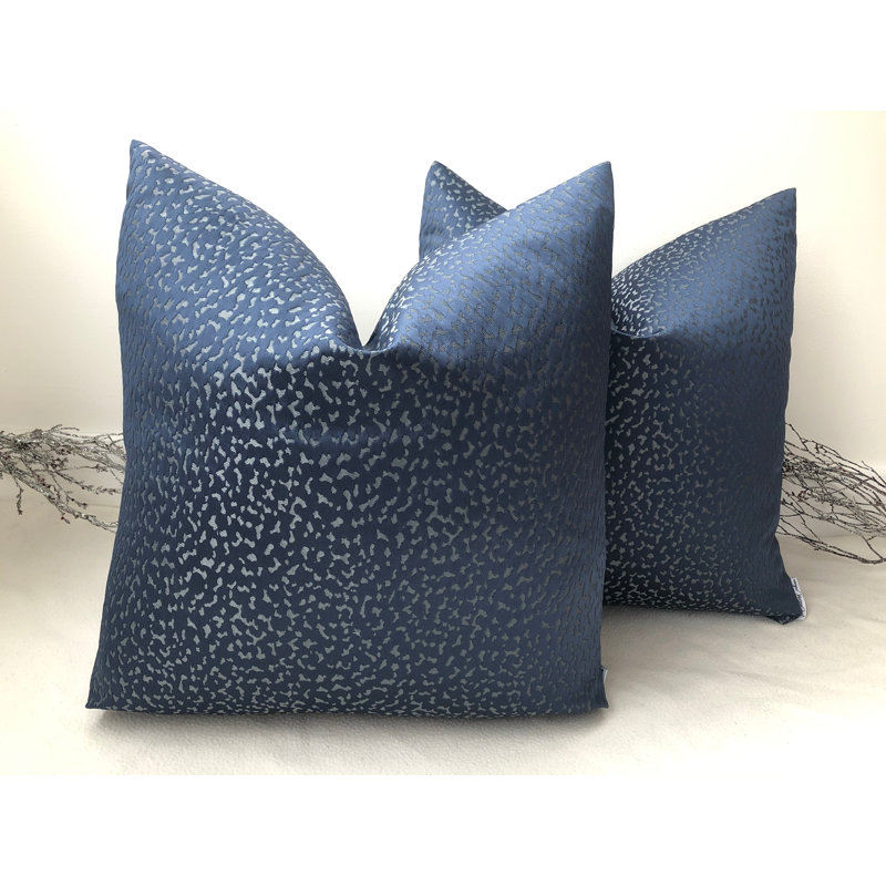 Abstract Cream Square Cushion Cover, Navy