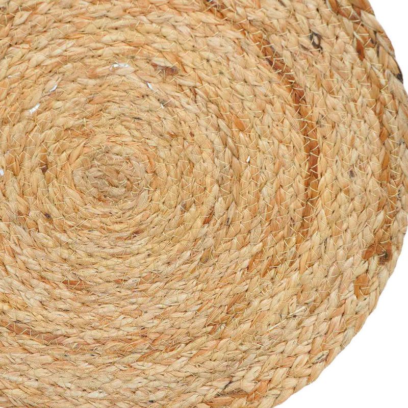 Jute Embroidered Round Placemat, Brown