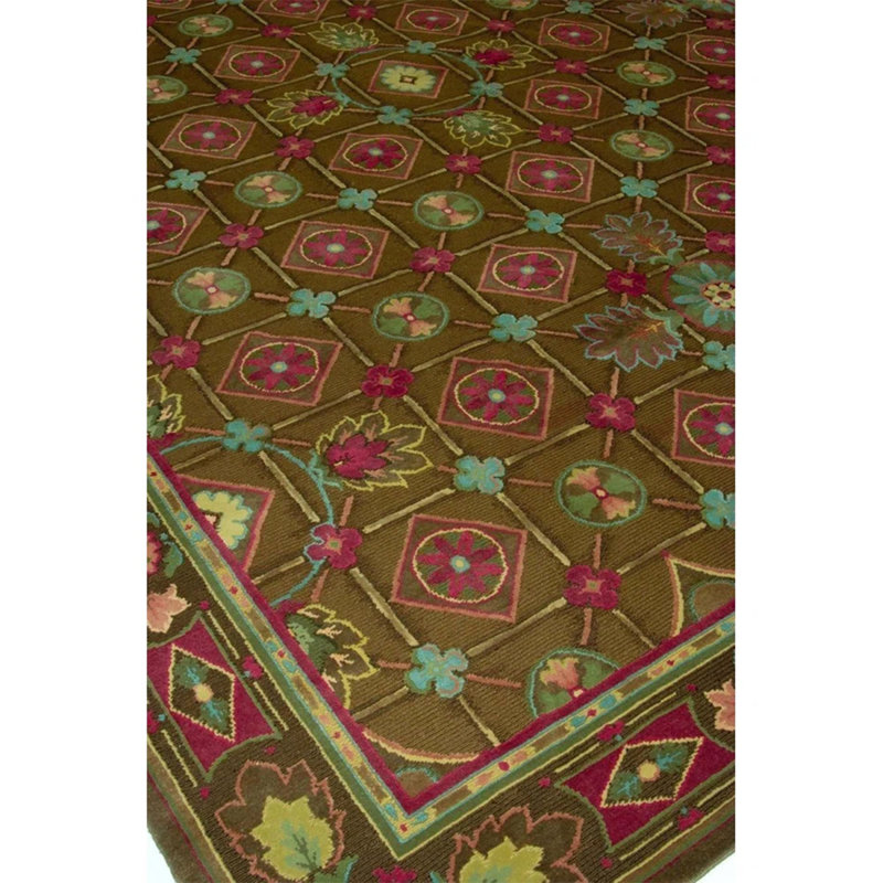 Tapis brun noué à la main de haute qualité, Rectangle 8 pi x 10 pi