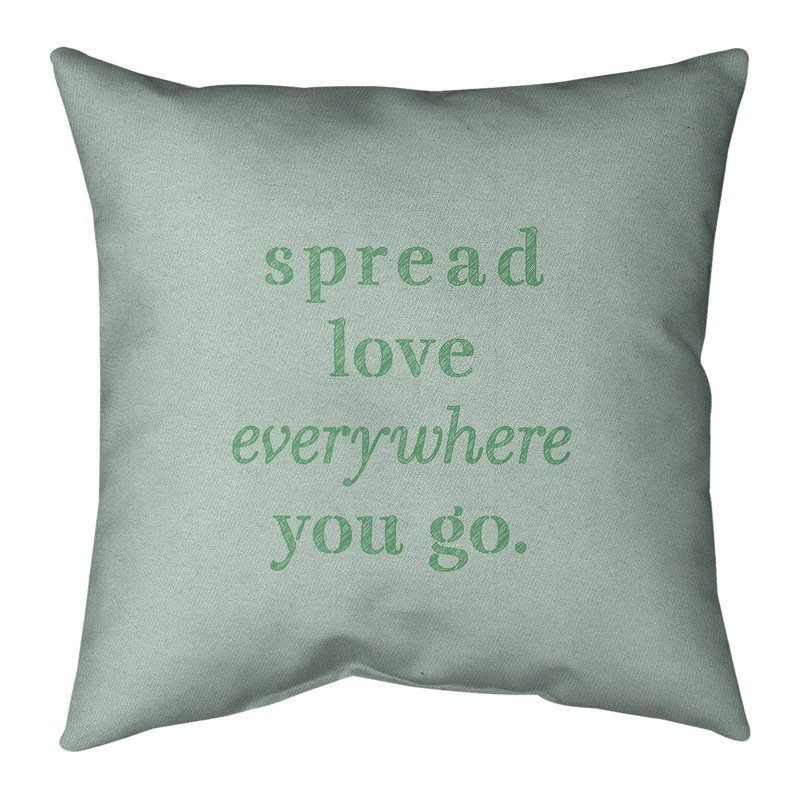 Coussin intérieur / extérieur Spread Love, 20 po x 20 po, Blanc / Vert