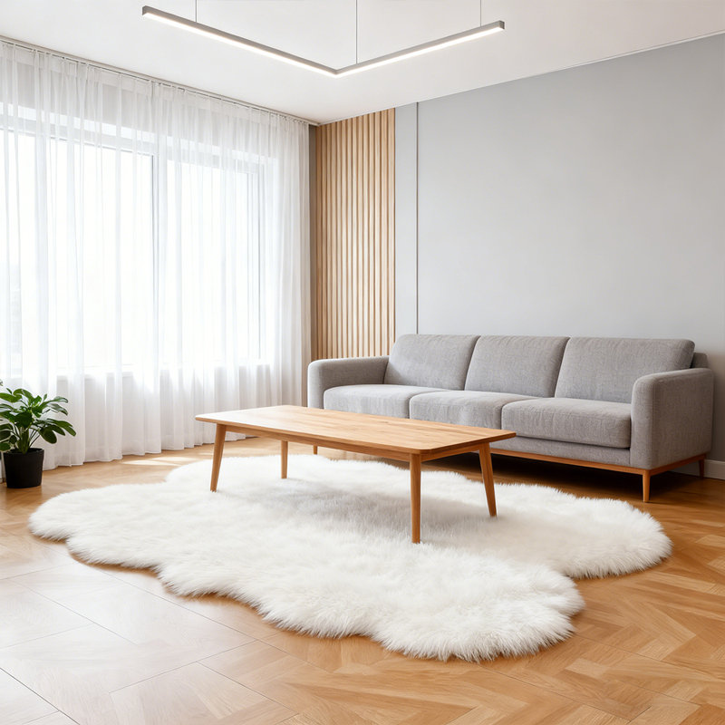 Tapis blanc moelleux en fausse peau de mouton, Nouveauté 4 pi x 6 pi