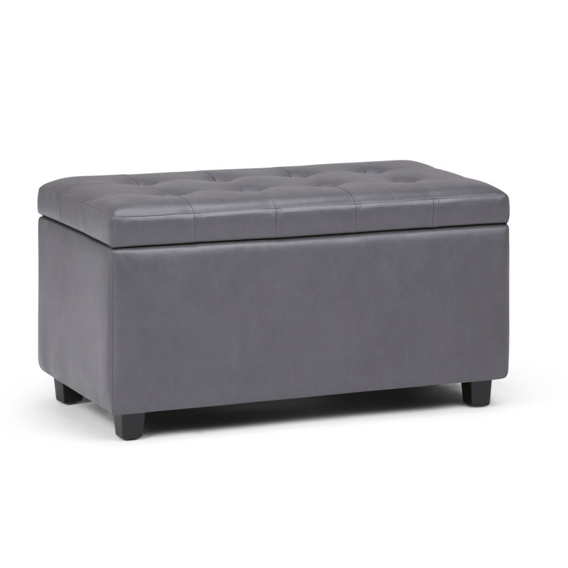 Cosmopolitan 34"W Upholstered Vegan Leather Transitional Rectangular Lift-Up Storage Ottoman Bench with Hidden Storage