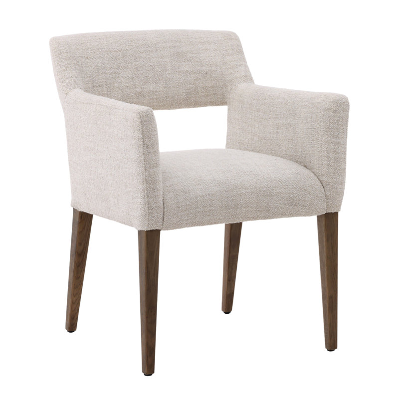 Booker Oak Wood Upholstered Dining Chair, Cream