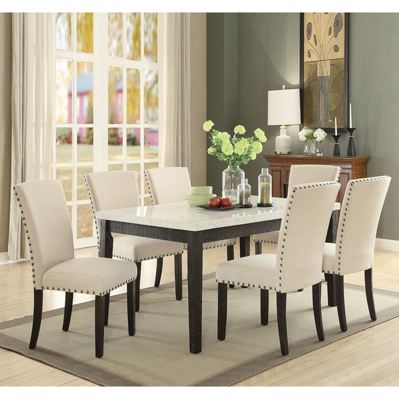 ACME Nolan Side Chair  In Linen & Salvage Dark Oak 72852