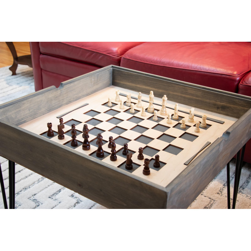 Table d'appoint Chess, Chêne patiné