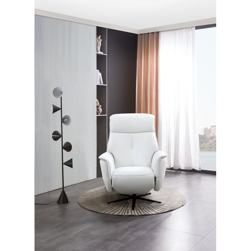 Fauteuil inclinable ergonomique en cuir véritable, Blanc Cortana