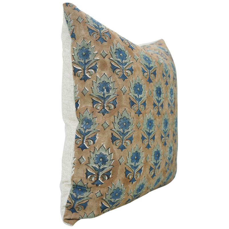 Housse de coussin en lin visqueux Fab divine, décor de maison de campagne Boho doux (Kusum), Bleu, H 12 po x l 20 po