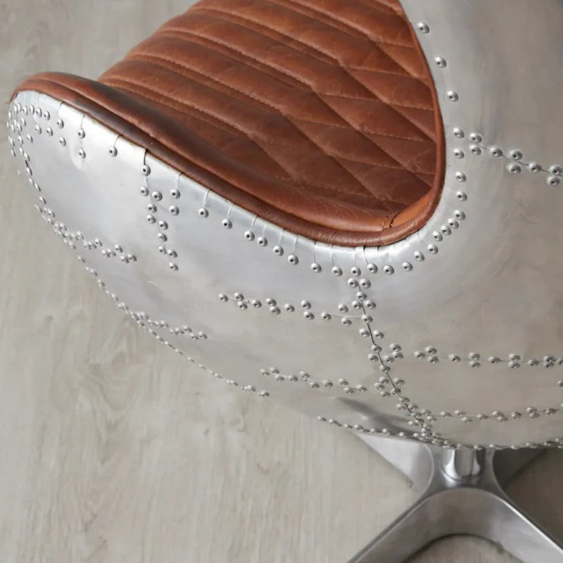 Fauteuil en cuir brun Dena, Brun