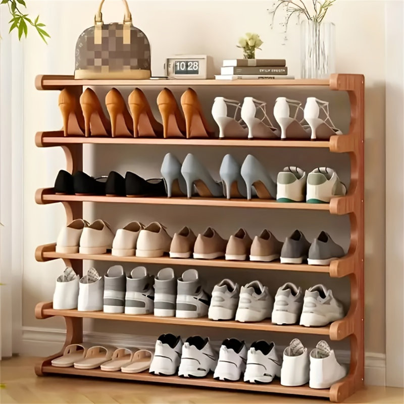 Range-chaussures en bambou à 6 niveaux