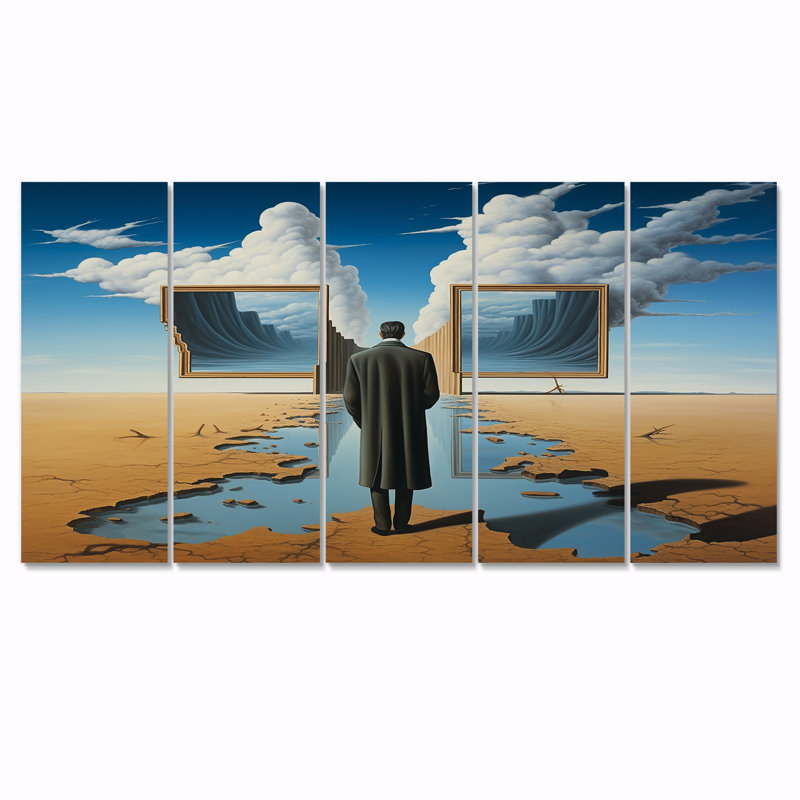 Vernita - surréalisme, art mural 5 pièces, 28" H x 60" W