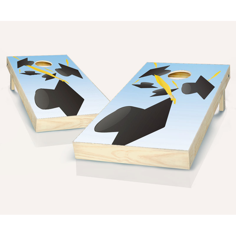 Ensemble de cornhole en bois massif 2 po x 4 po, Rouge / noir
