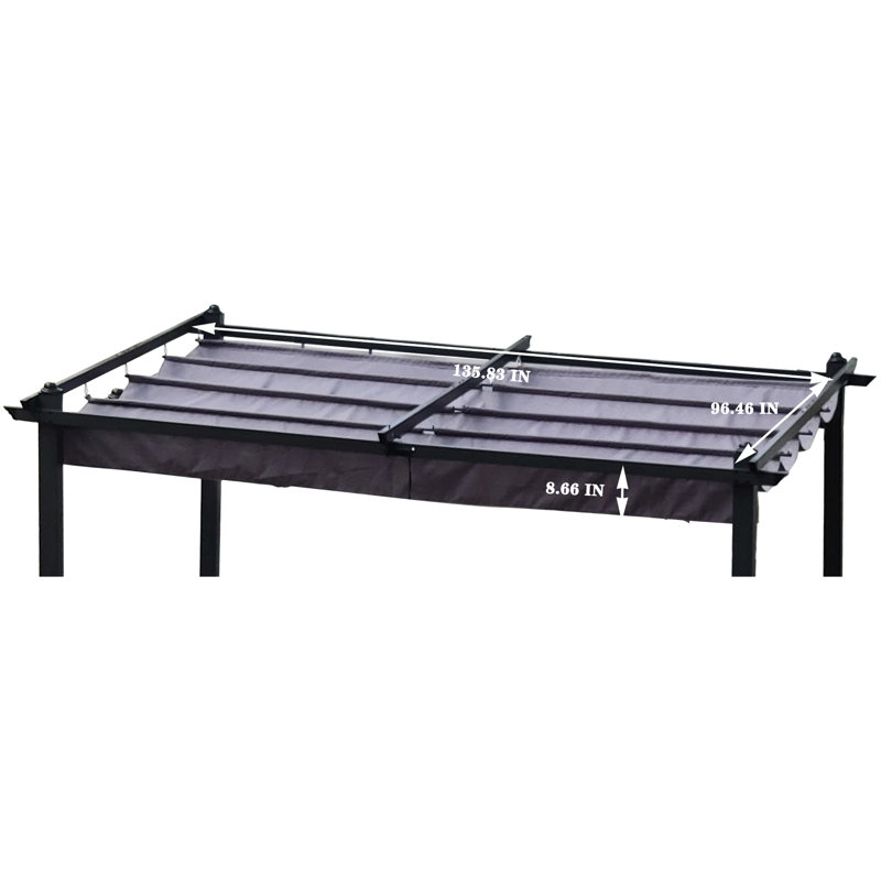 Auvent de remplacement pour pergola d'extérieur 13 pi x 10 pi - gris, protégé, facile à installer, abri de soleil pour patio, hydrofuge, gris, bloquant