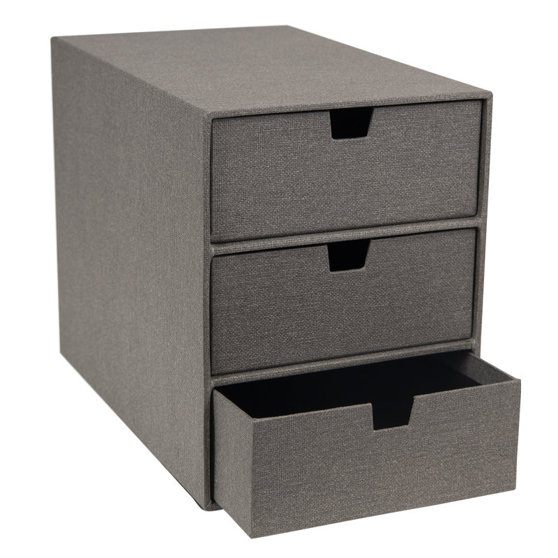 Ingrid 9.9" Grey Fiberboard Stackable Desk Organizer