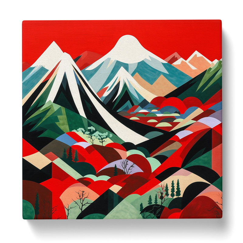 Japanese Mountains Constructivism No.5 - Wrapped Canvas, 35cm H x 35cm W x 3cm D