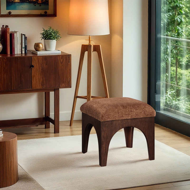 Repose-pieds Lawson, Tissu cognac chenille, Brun noyer