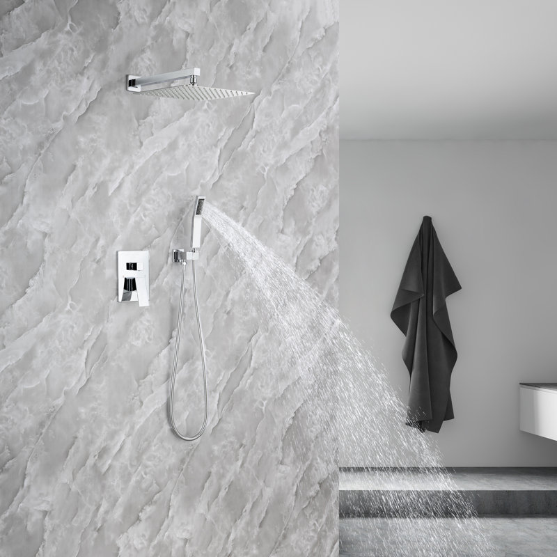 Complete Shower System with Rough-in Valve, Brushed Gold