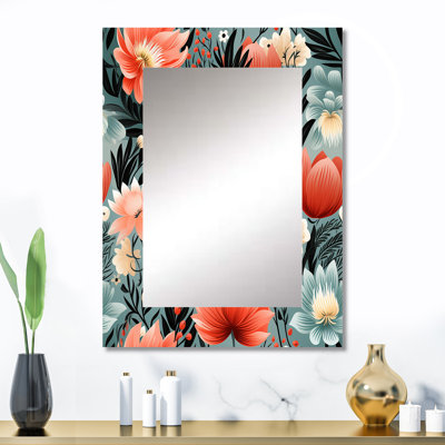 Motif floral fusion multicolore Holborne - miroir mural décoratif floral, grand miroir de chalet, impression d'art en métal