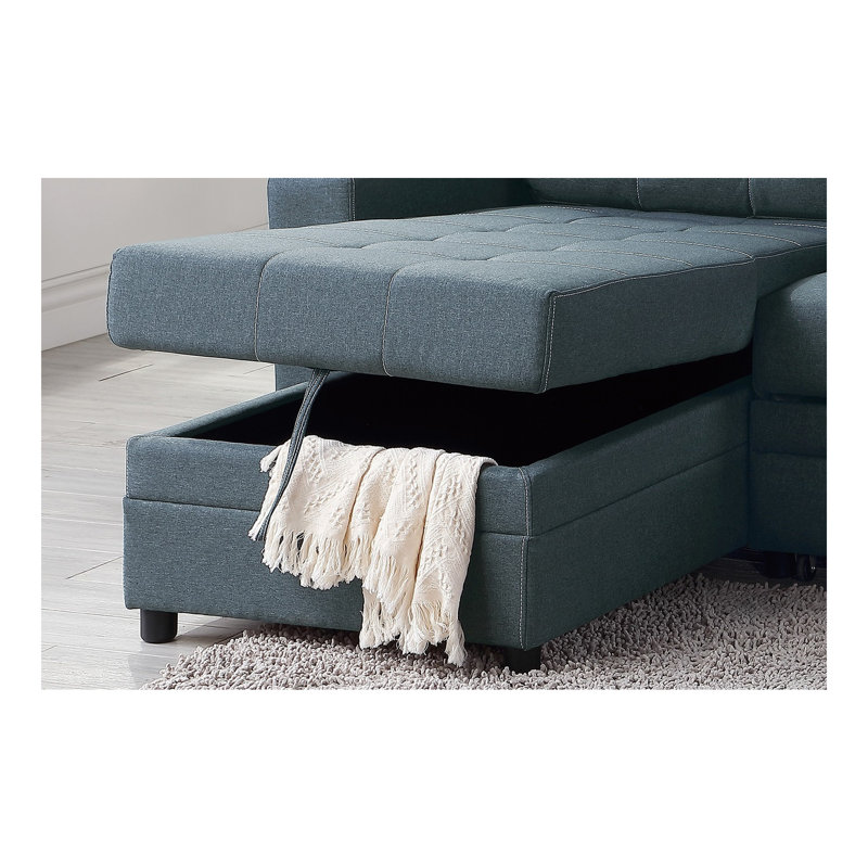 Canapé-lit modulaire convertible bleu gris