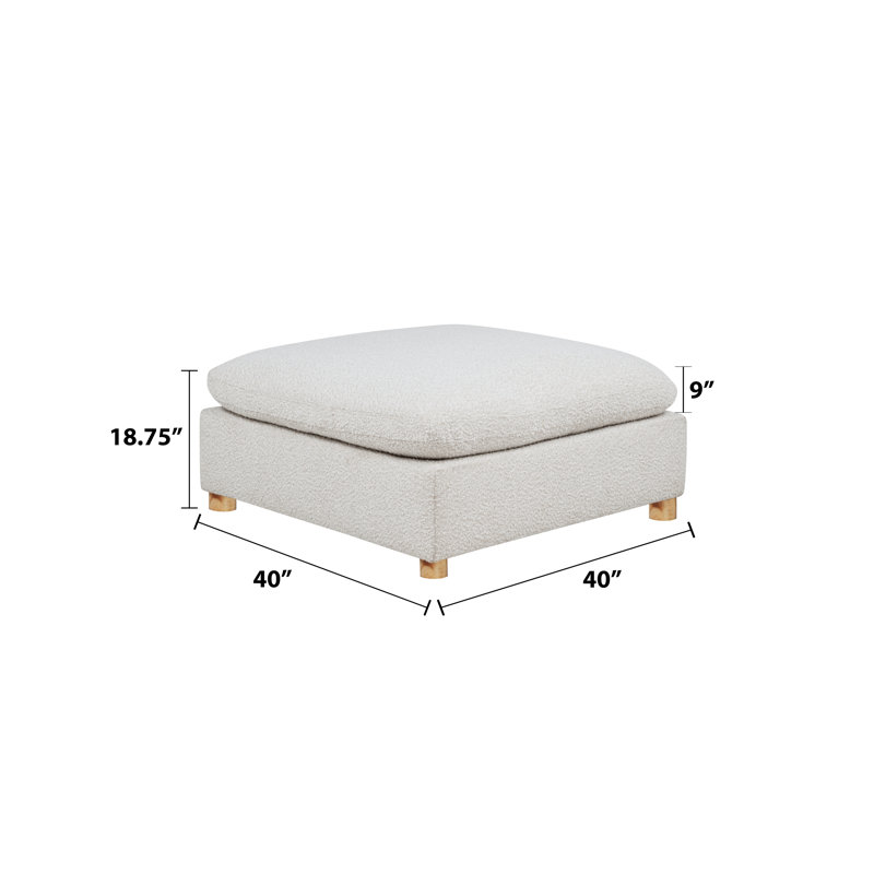 Modular Ottoman In Teddy Boucle Fabric, Cream Teddy