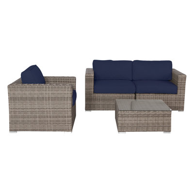 Tonioni Fully Assembled 3 - Person Seating Group with Cushions